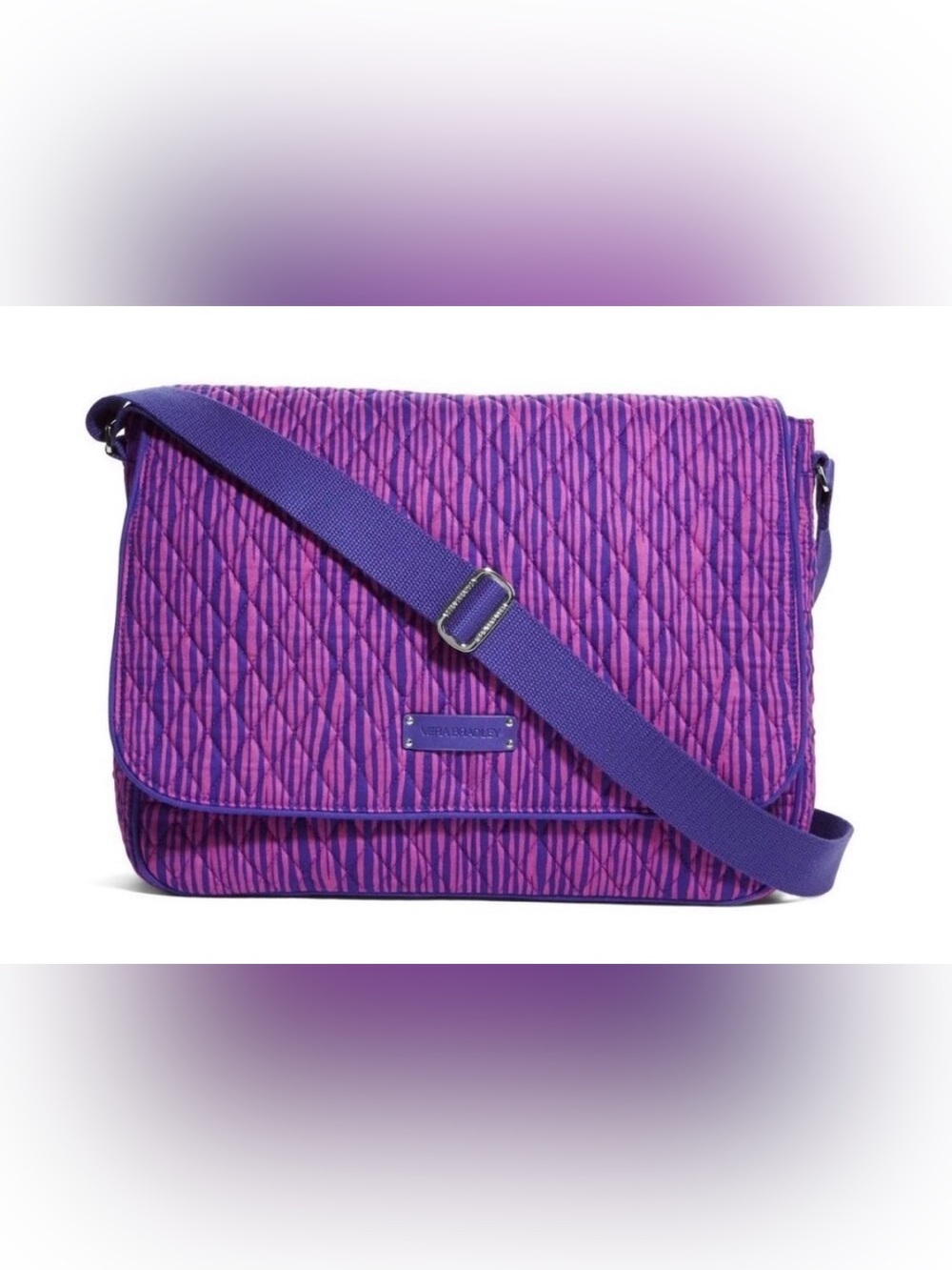Vera Bradley Retired “Impressionista Stripe” Laptop Messenger Bag Preloved